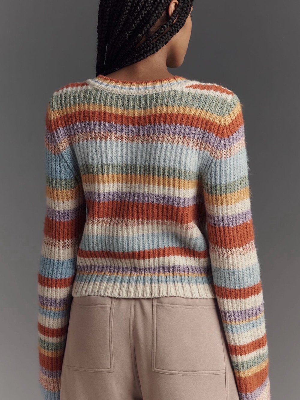 Pilcro Ribbed Multi Stripe Cardigan SZ M. NWT - Picture 2 of 12
